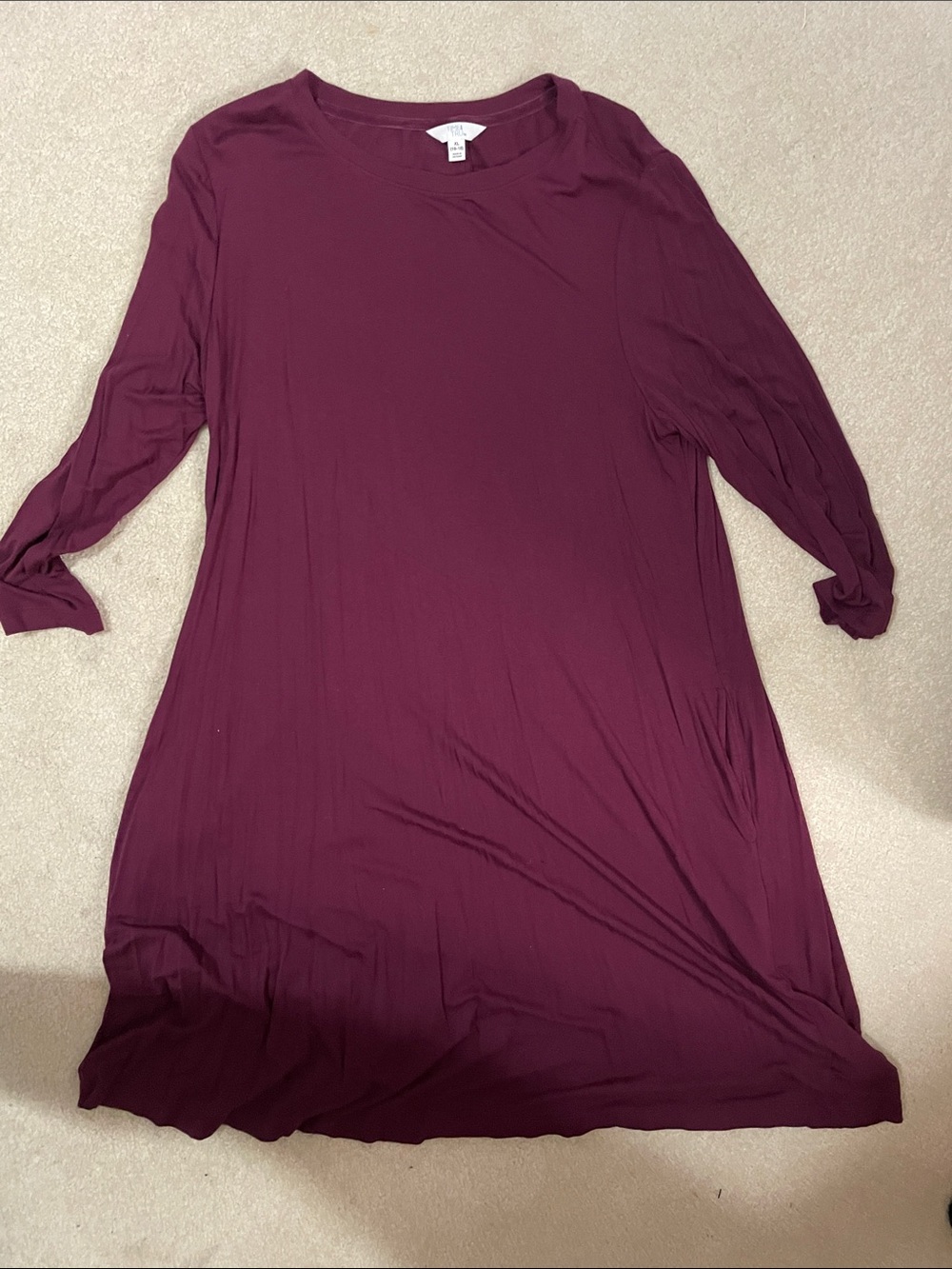 Time and Tru Long Sleeve Swing Dress in Plum